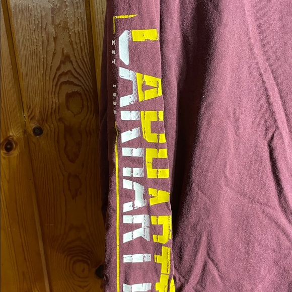 Carhartt Maroon Long Sleeve with Yellow Logo size medium workwear fall top - Picture 4 of 9